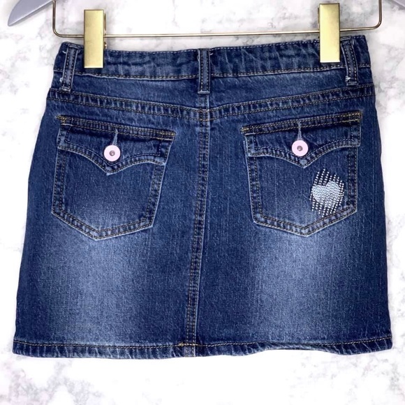 Arizona Girls Y2K Heart Embroidered Light Medium Wash Denim Skirt Blue Size 12 - Picture 3 of 7